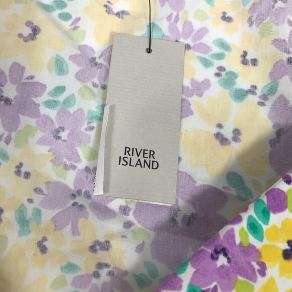 River Island floral Puffed Sleeve tie front crop top Yellow and Purple size 14 - Picture 12 of 14
